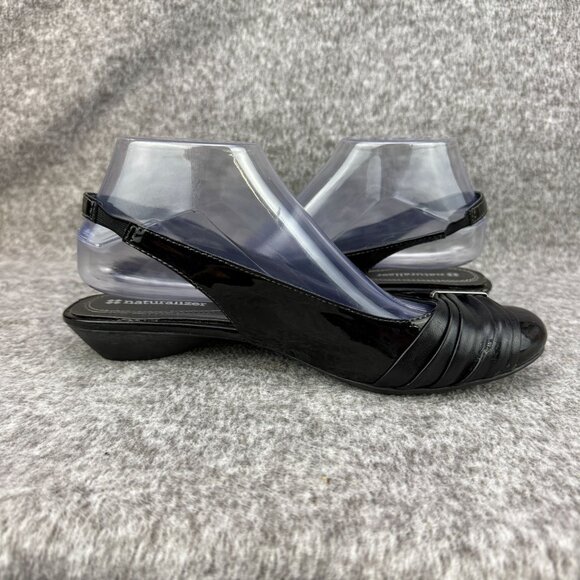 ✅Naturalizer Hanley Black Wedge Sandals Womens 8.5M Slingback Comfort Shoes - Picture 12 of 13